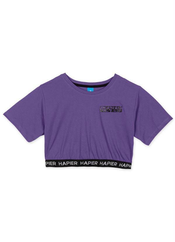 Hapier - Blusa Cropped Manga Curta Juvenil Menina Roxo