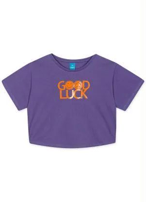Hapier - Blusa Cropped Manga Curta Juvenil Menina Roxo - HAPIER