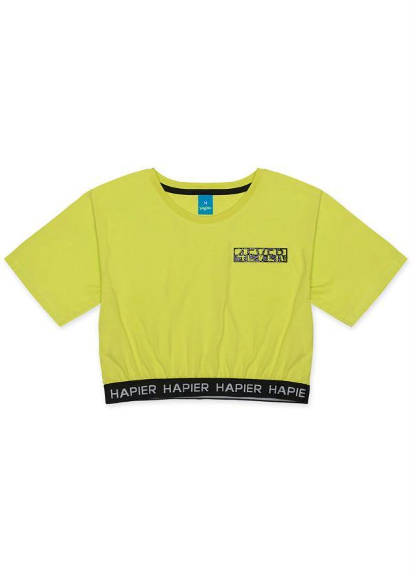 Hapier - Blusa Cropped Manga Curta Juvenil Menina Verde