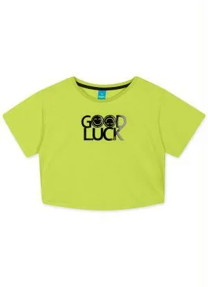 Hapier - Blusa Cropped Manga Curta Juvenil Menina Verde - HAPIER