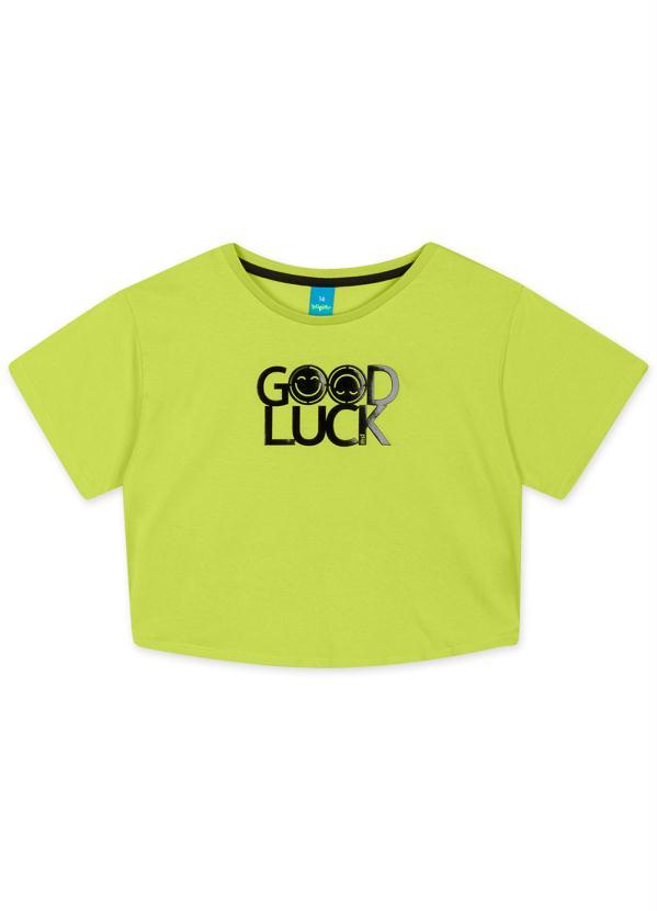 Hapier - Blusa Cropped Manga Curta Juvenil Menina Verde