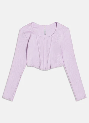 I Am - Blusa Cropped Manga Longa Lilás - I AM