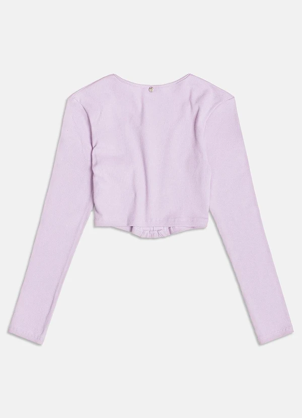 I Am - Blusa Cropped Manga Longa Lilás 2