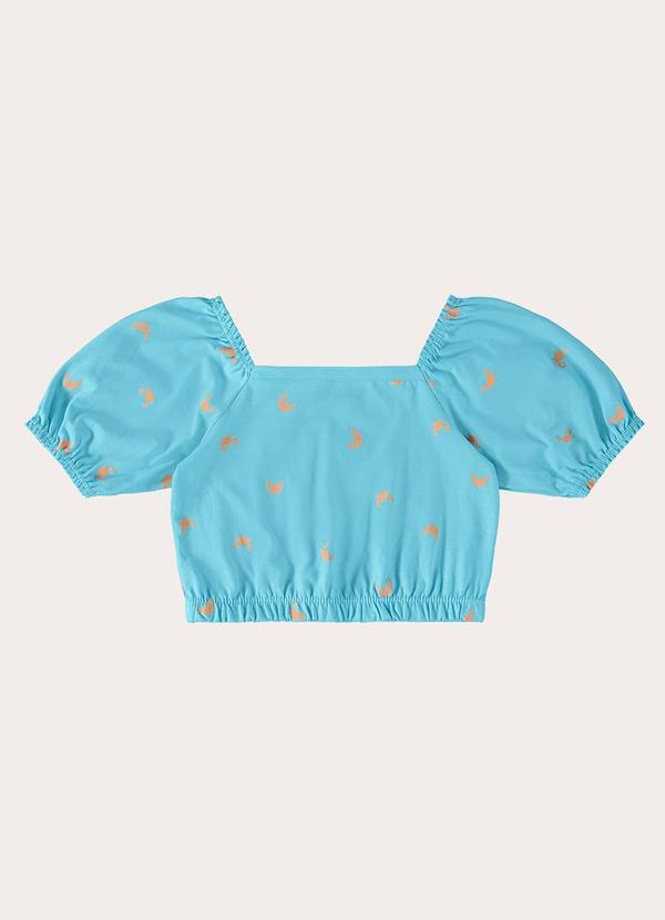 Malwee Kids - Blusa Cropped Menina Azul Claro