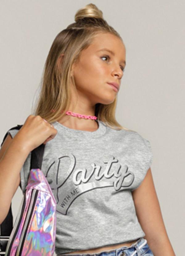 Young Class - Blusa Cropped Teen Menina Cinza