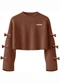 Carinhoso - Blusa Cropped Texturizada com Laços Rosê - variação: Marrom