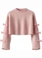 Carinhoso - Blusa Cropped Texturizada com Laços Rosê - variação: Rosê