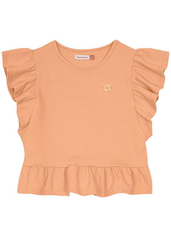 Carinhoso - Blusa Cropped Texturizada Menina Laranja