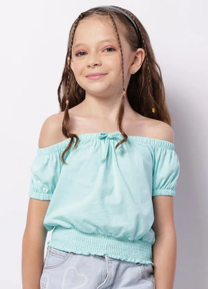 Torra - Blusa Infantil Cropped Ciganinha Azul - TORRA