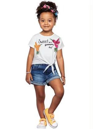 Nanai - Blusa Infantil MeninaBranco - NANAI