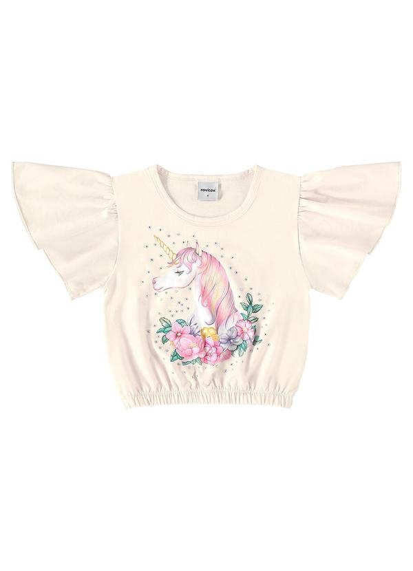Rovi Kids - Blusa Infantil Menina Unicórnio Bege