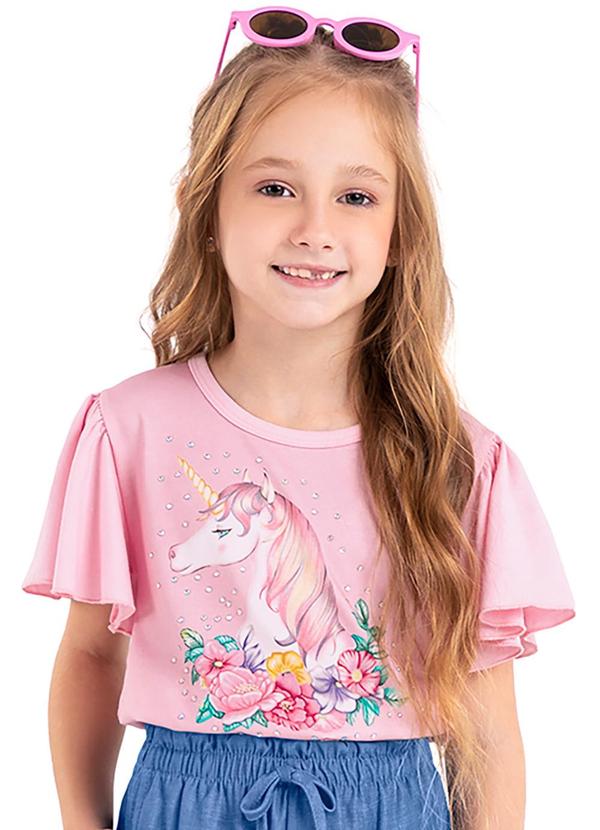Rovi Kids - Blusa Infantil Feminina Unicórnio Rosa