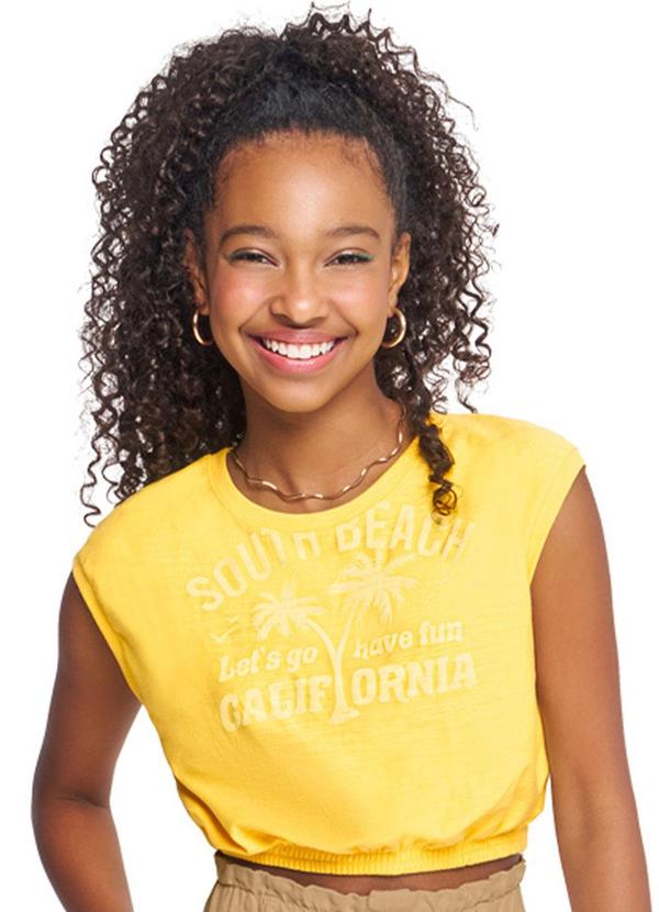 Amora - Blusa Teen Boxy Feminina Amarelo 1