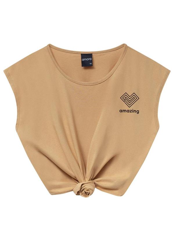 Amora - Blusa Teen Boxy Menina Bege