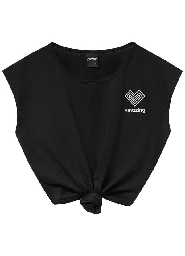 Amora - Blusa Teen Boxy Menina Preto 2