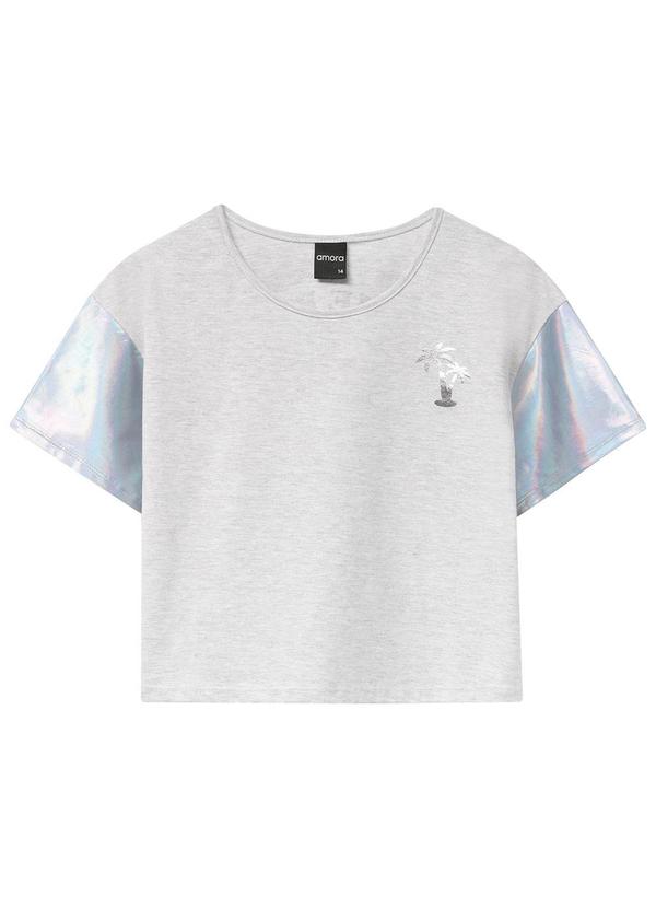Amora - Blusa Teen Cropped Menina Mescla