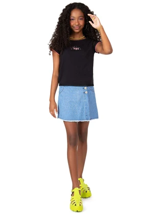 Amora - Blusa Teen Cropped Menina Preto - AMORA