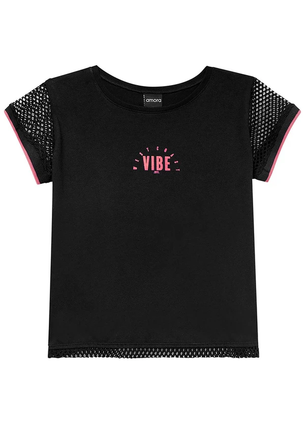 Amora - Blusa Teen Cropped Menina Preto 3