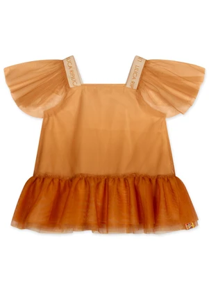 Lilica Ripilica - Blusa Tule Manga Curta Infantil Feminina Laranja - LILICA RIPILICA