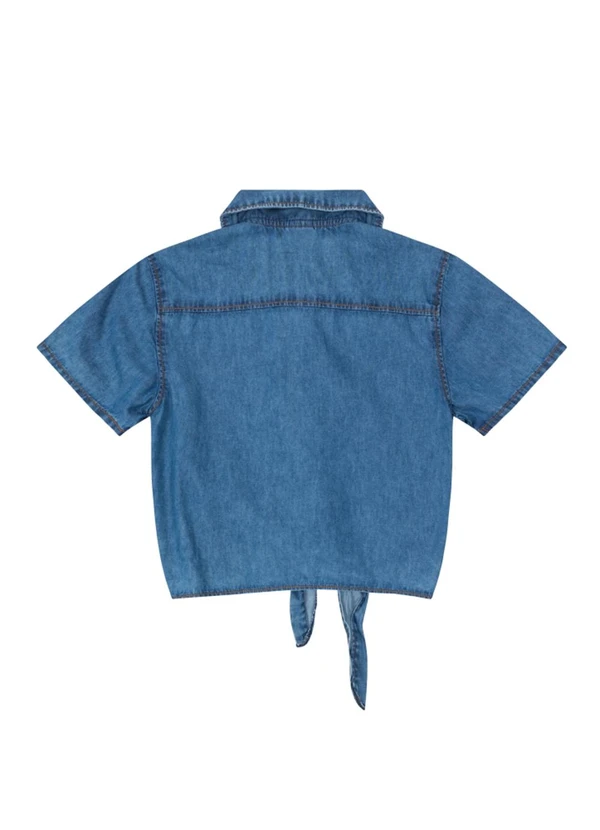 Brandili - Camisa Cropped em Jeans Leve Menina Azul 4