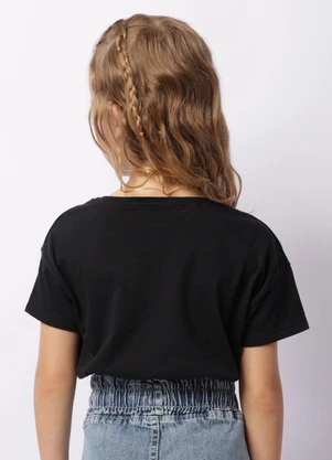 Torra - Camiseta Infantil Cropped Manga Curta Preta - TORRA