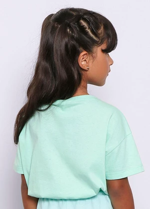 Torra - Camiseta Infantil Cropped Manga Curta Verde - TORRA