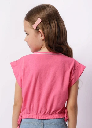 Torra - Camiseta Infantil Cropped Stitch Rosa - TORRA