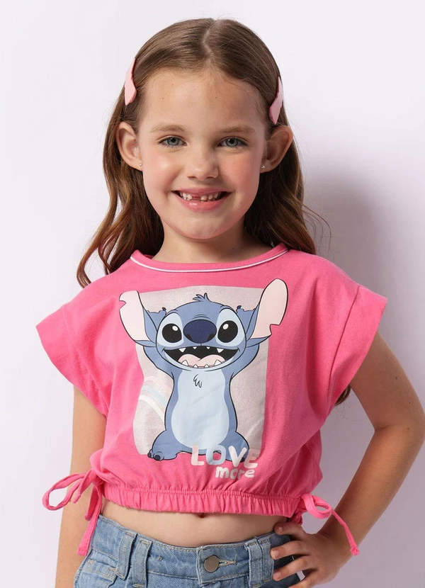 Torra - Camiseta Infantil Cropped Stitch Rosa