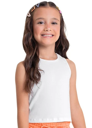 Quimby - Cropped Básico em Ribana para Menina Branco - QUIMBY