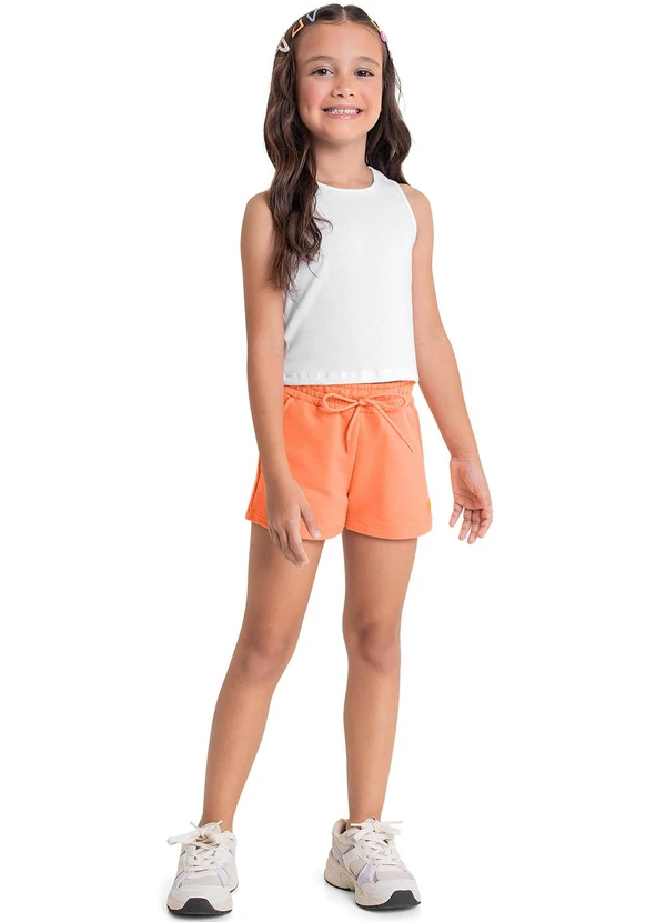 Quimby - Cropped Básico em Ribana para Menina Branco 2