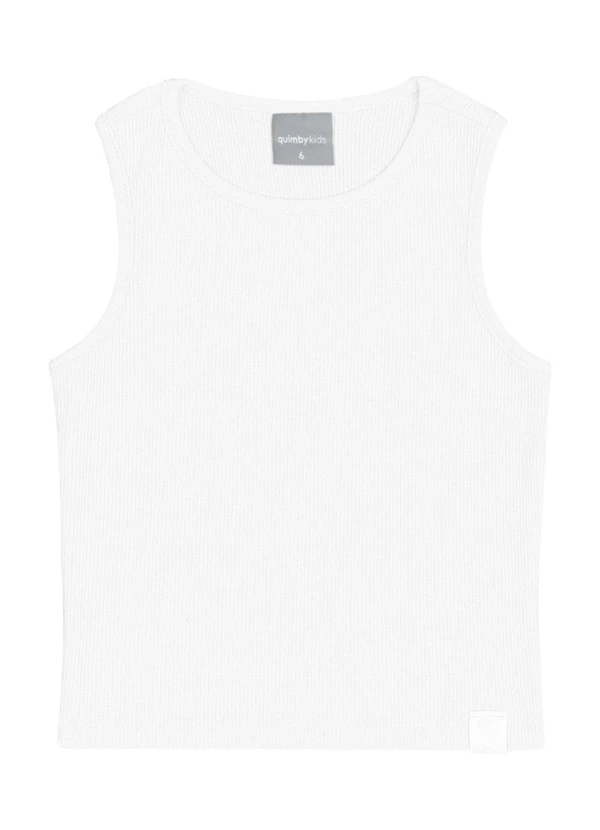 Quimby - Cropped Básico em Ribana para Menina Branco 3