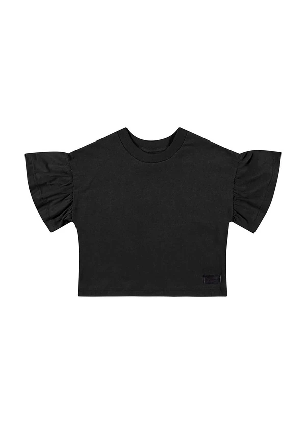 Quimby - Cropped Básico Infantil para Menina Preto