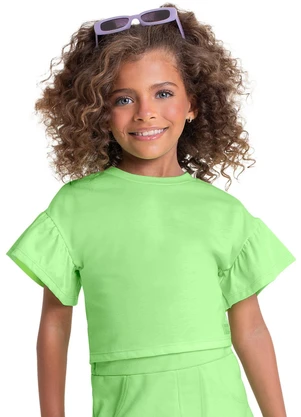 Quimby - Cropped Básico Infantil para Menina Verde - QUIMBY