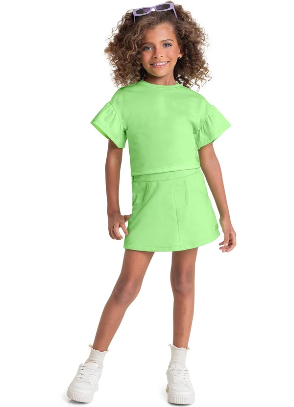 Quimby - Cropped Básico Infantil para Menina Verde 2