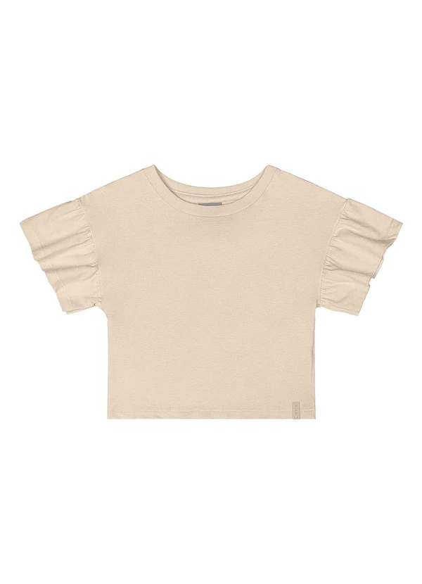 Quimby - Cropped Básico Meia Malha Menina Bege 2