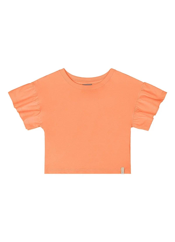 Quimby - Cropped Básico Meia Malha Menina Laranja