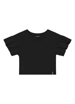 Quimby - Cropped Básico Meia Malha Menina Preto - QUIMBY