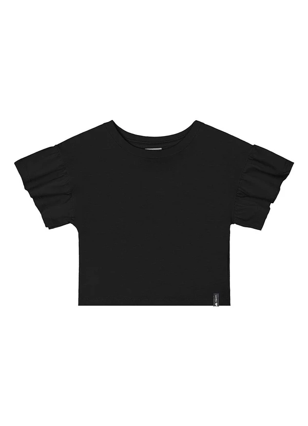 Quimby - Cropped Básico Meia Malha Menina Preto