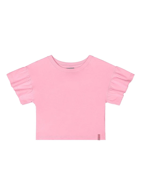 Quimby - Cropped Básico Meia Malha Menina Rosa 3