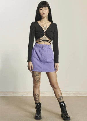 Authoria - Cropped Black com Amarração Preto - AUTHORIA