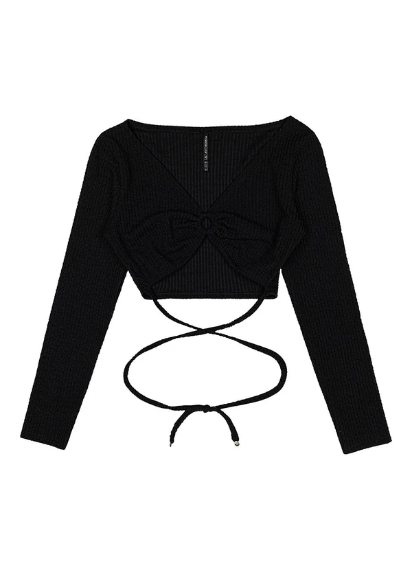 Authoria - Cropped Black com Amarração Preto 3