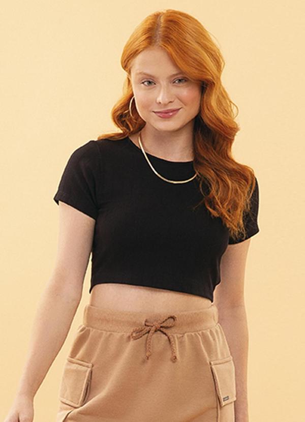 Soft Bonni - Cropped Canelado Preto