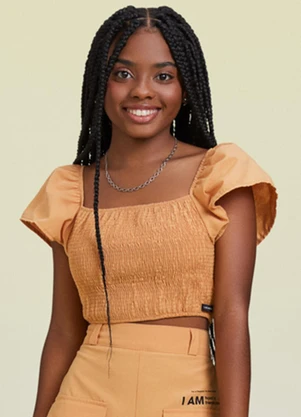 I Am - Cropped Caramelo com Lastex Caramelo - I AM