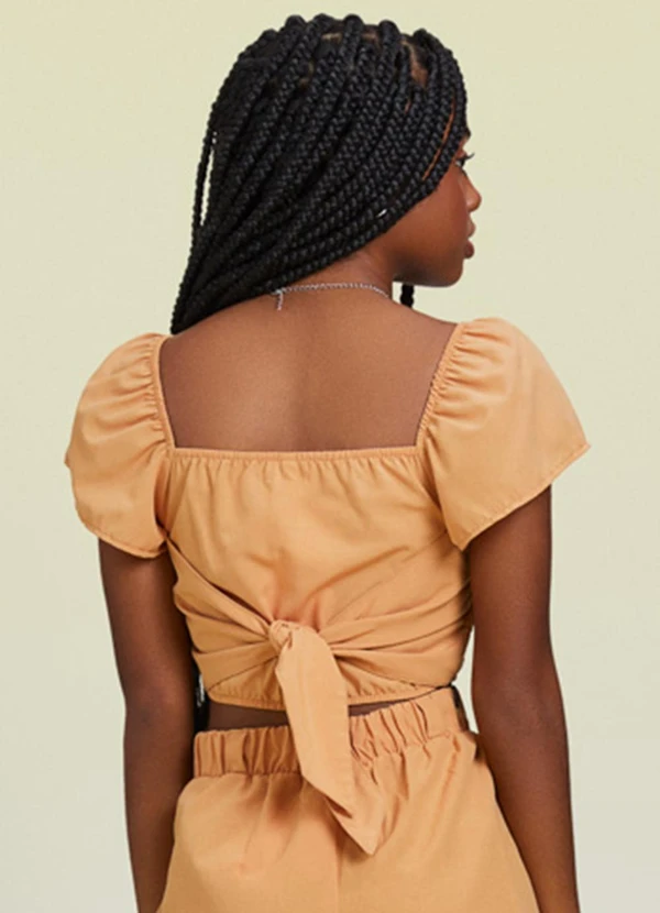 I Am - Cropped Caramelo com Lastex Caramelo 2