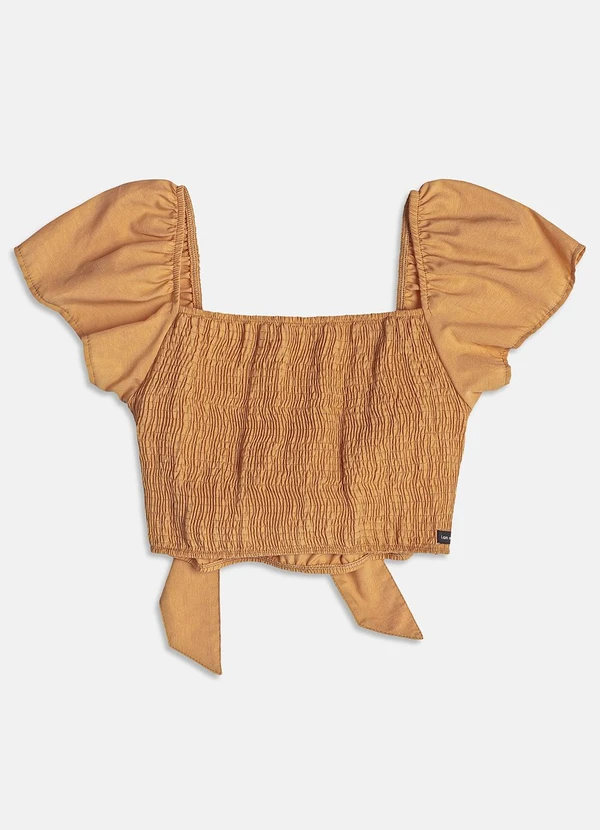 I Am - Cropped Caramelo com Lastex Caramelo 5