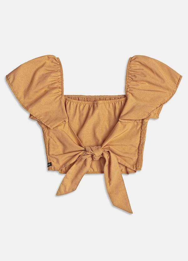 I Am - Cropped Caramelo com Lastex Caramelo 6