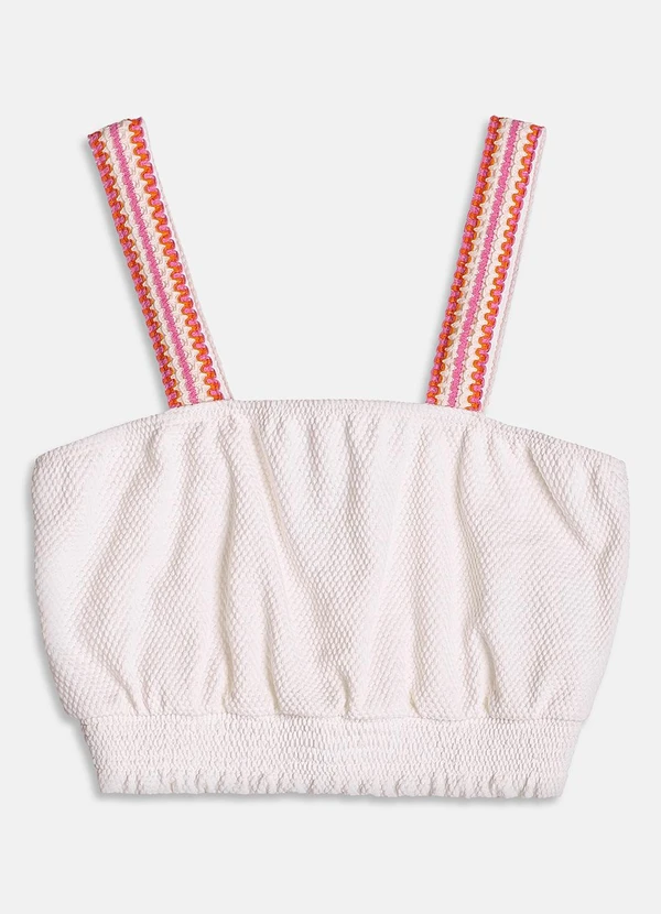 I Am - Cropped com Alça de Tricot Branco 3