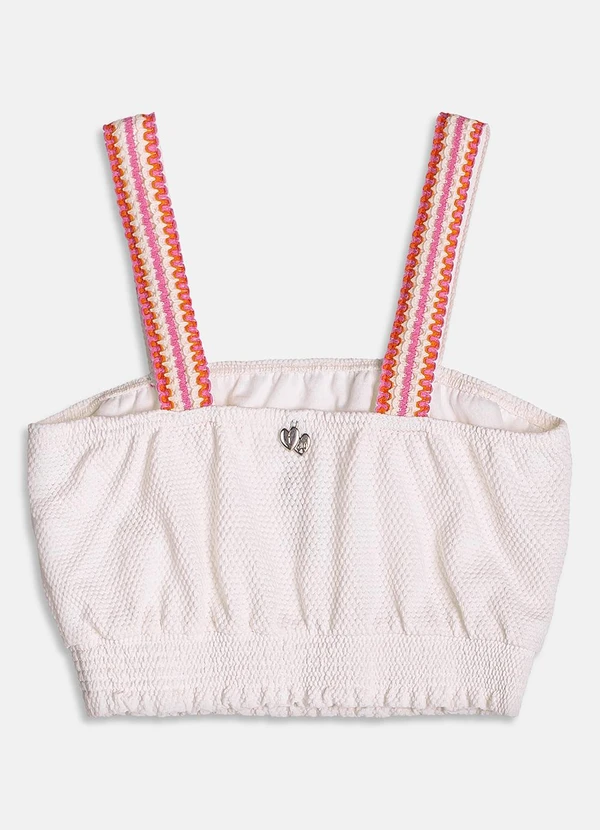 I Am - Cropped com Alça de Tricot Branco 4