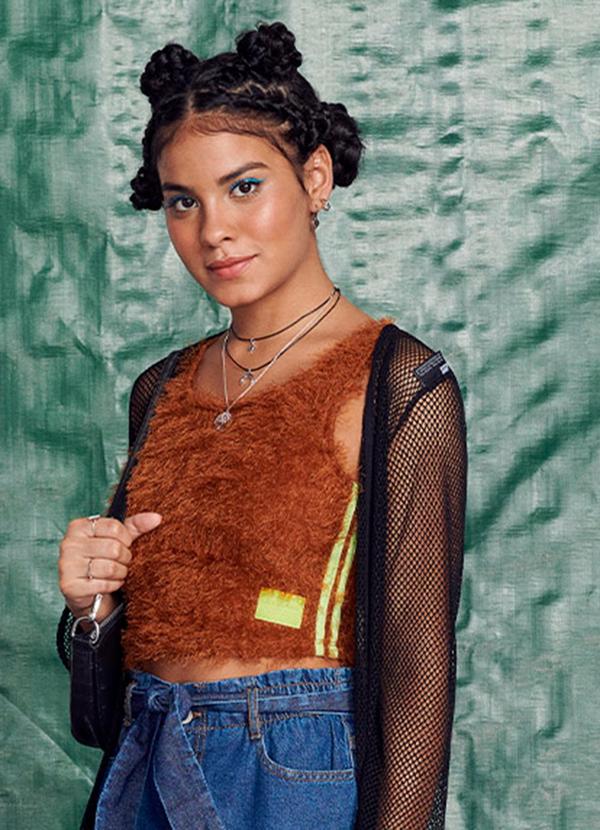 Authoria - Cropped com Alças Fuffly Marrom