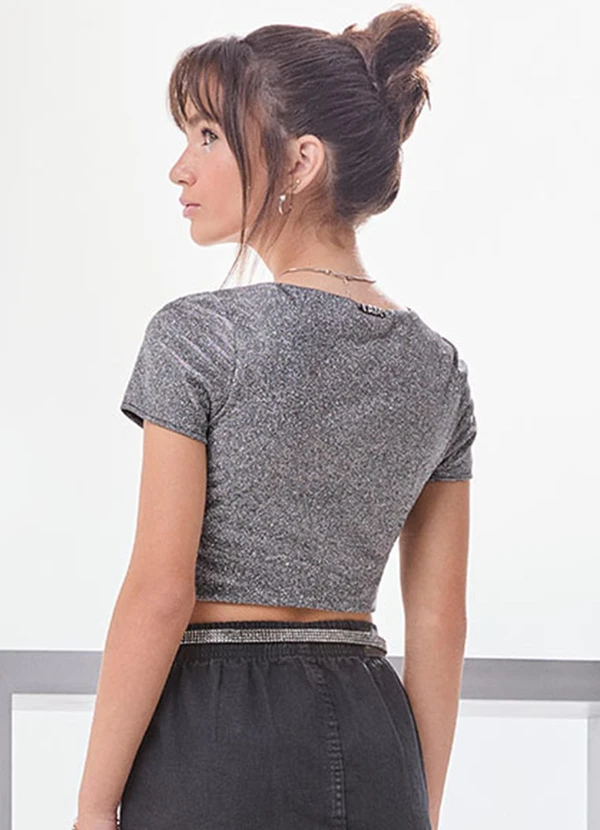 I Am - Cropped com Brilho Prata 2